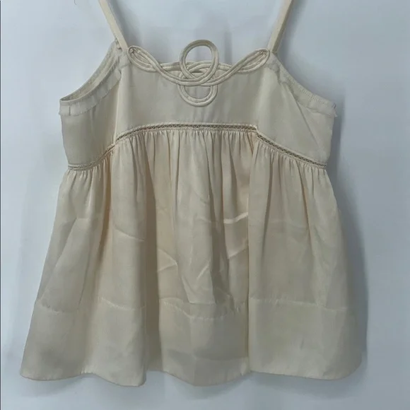 See by Chloé 100% Silk Babydoll Cami Top | Size 2 | Cream Ecru | EUC - Picture 3 of 10
